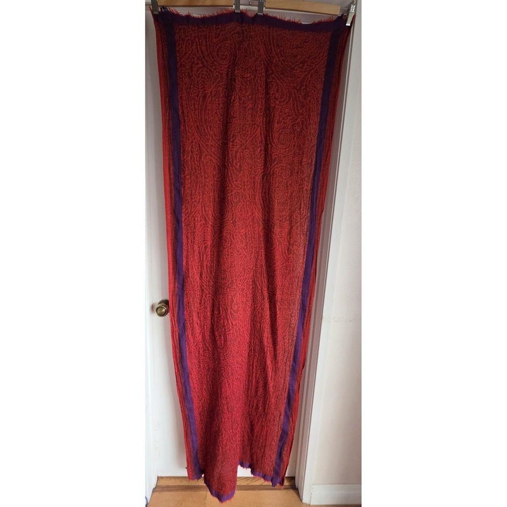 Etro Cashmere Scarf Red Purple Paisley Boho Wrap Shawl Stole Rectangle